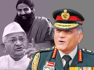 Ramdev, Anna and VK Singh