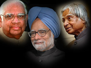 Somnath Chatterjee, Manmohan Singh and Abdul Kalam