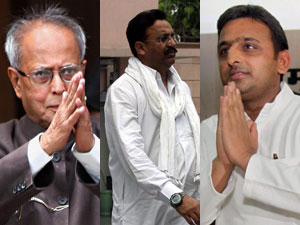 Pranab Mukherjee, Mukhtar Ansari and Akhilesh Yadav
