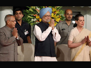 Pranab Mukherjee, Manmohan Singh and Sonia Gandhi