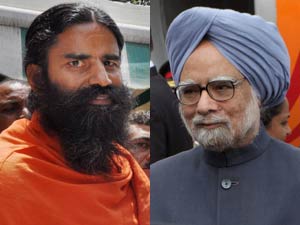 Baba Ramdev and Manmohan Singh
