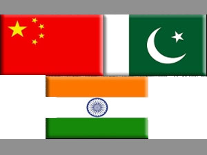 China, Pakistan, India flags