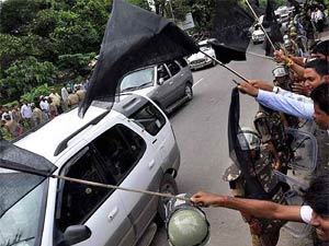 Protest with black flag