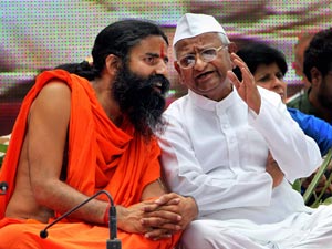 Baba Ramdev with Anna