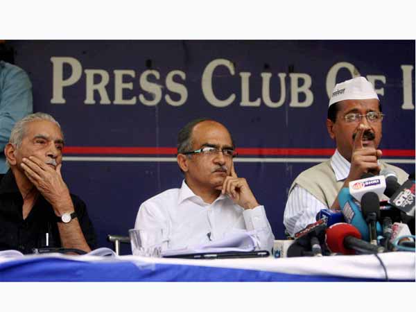 Arvind Kejriwal, Prashant Bhushan and Shanti Bhushan