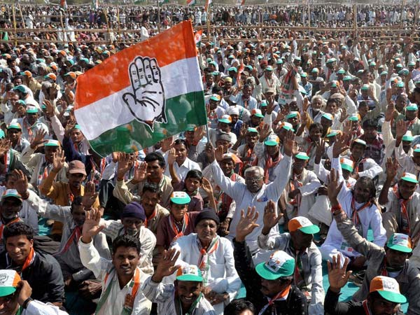 Congress supporters at a rally