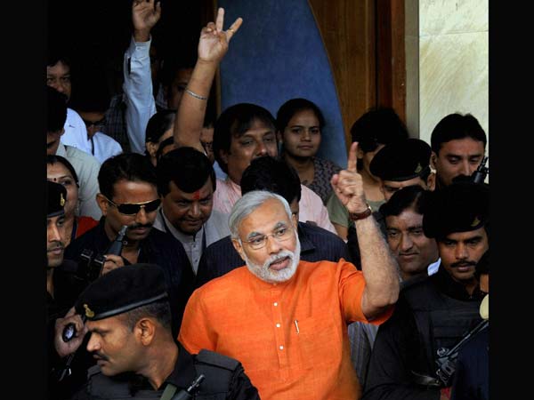 Narendra Modi after casting his vote