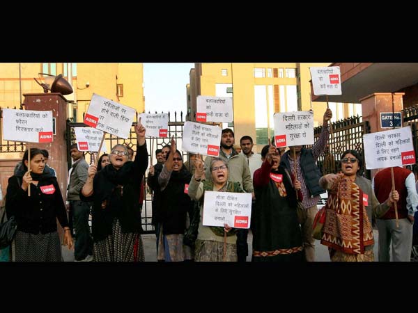 Aidwa activists stage a protest