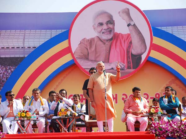 Modi at the inauguration ceremony of Gujarat Khel Mahakumbh