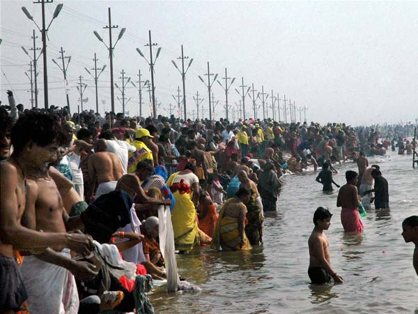 Devotees taking Holy Dip