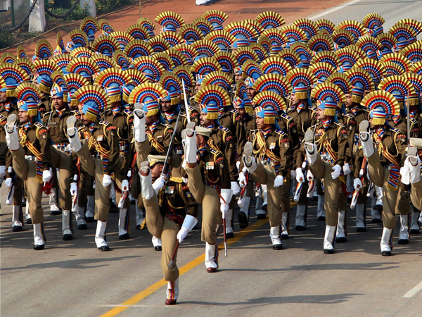 CRPF jawans march at Rajpath