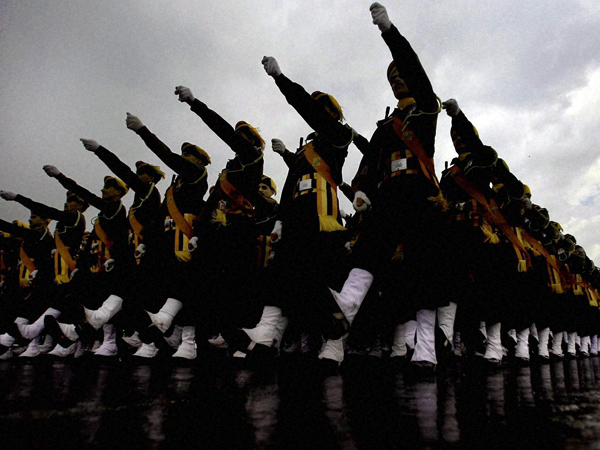 Soldiers for the Republic Day parade at Rajpath