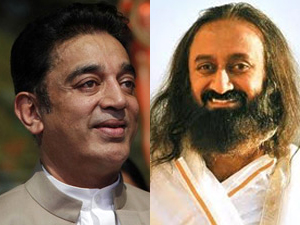 Kamal Haasan and Sri Sri Ravishankar Kamal Haasan and Sri Sri Ravishankar