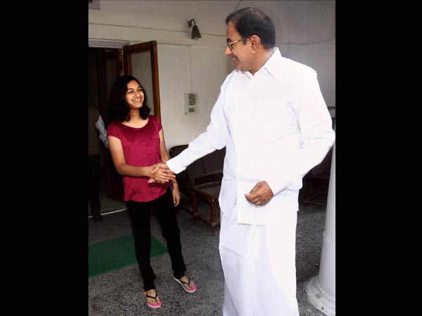 Budget: Grand daughter greets Chidambaram