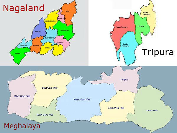 Nagaland, Tripura and Meghalaya
