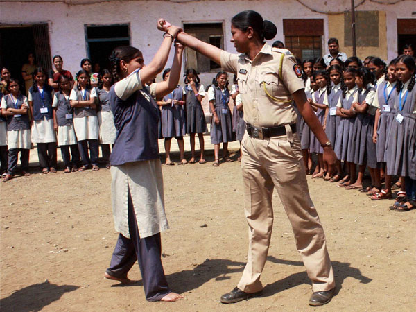 Girls equip themselves