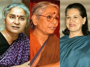 medha patkar, aruna roy and sonia gandhi