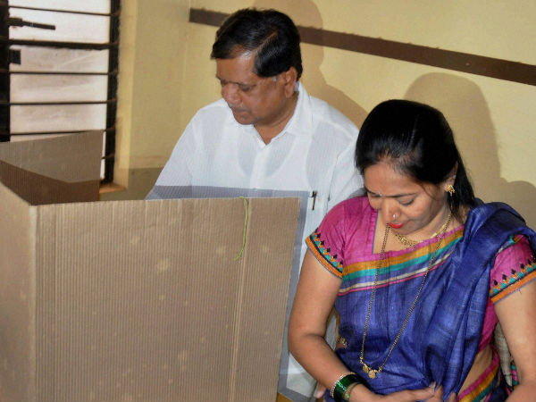 The CM votes along with his wife