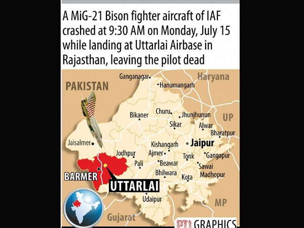 MiG-21 crashes in Rajasthan, pilot dead
