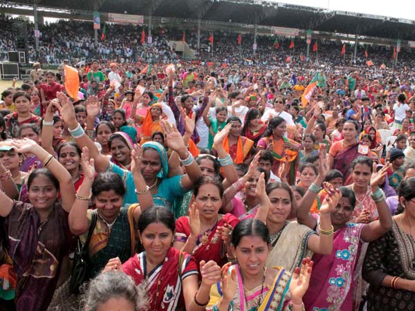 Women supporters at L B Shastri Stadium in Hyderabad