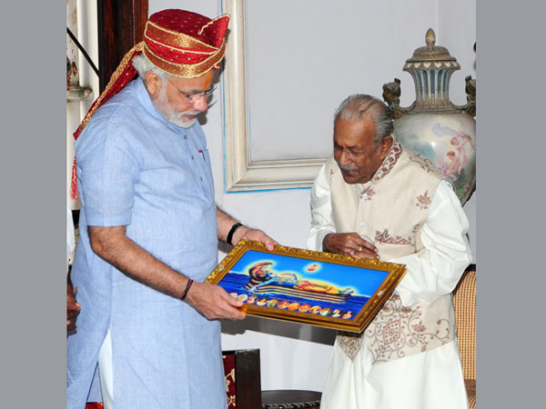 With an elderly member of Travancore royal family