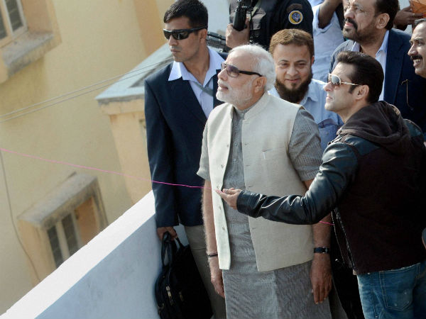 Salman Khan flying kite with Narendra Modi Salman Khan flying kite with Narendra Modi