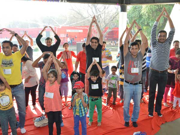 Yoga session for children and parents