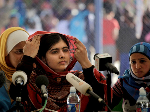 Malala at a conference