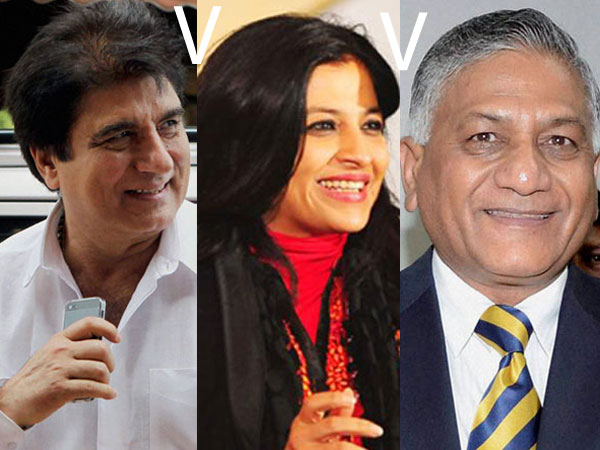 Top Contests Of 2014 Raj Babbar Vs Vk Singh Vs Shazia Ilmi Oneindia News