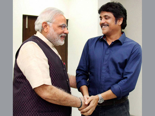 Tollywood actor Nagarjuna meets Chief Minister of Gujarat Narendra Modi