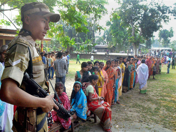 Security guard keeping vigil as women queue
