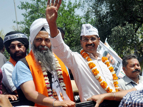 Arvind Kejriwal during a road show
