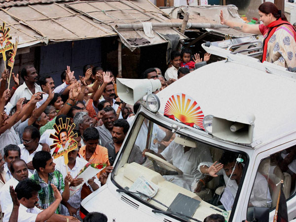 Actress and DMK leader Kushboo during an election campaign