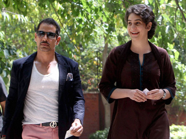 Priyanka Vadra with husband Robert Vadra arrives to cast their vote
