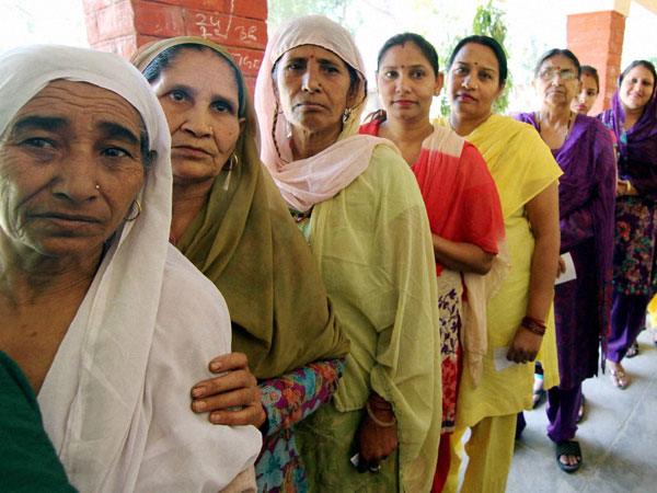 Lok Sabha elections at a polling booth in Jammu