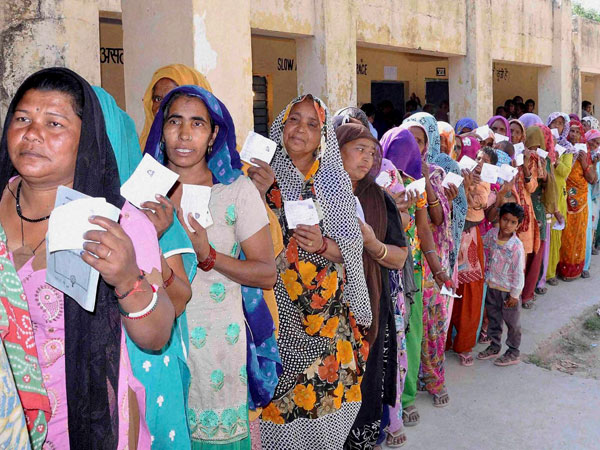 Lok Sabha elections at a polling booth in Jammu