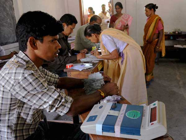 Women voters at a polling station