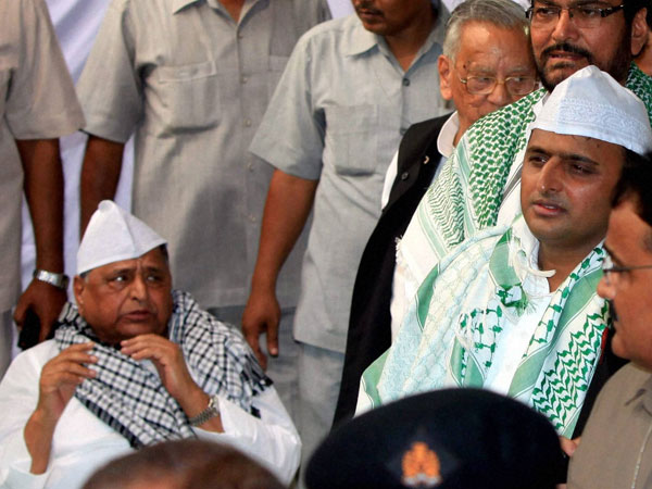 Mulayam Singh Yadav with son Akhilesh