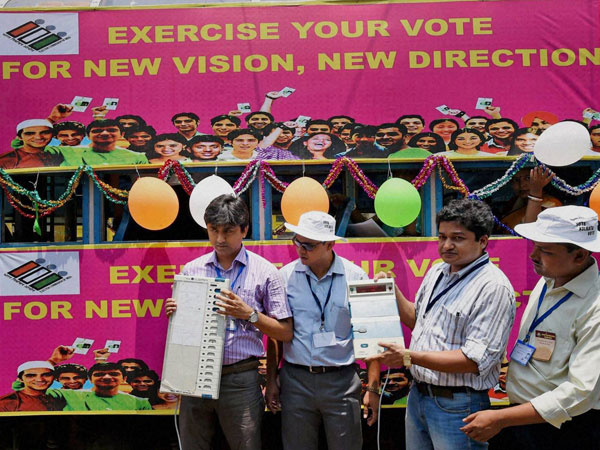 Election Commission officials decorated a tram with voter-awareness