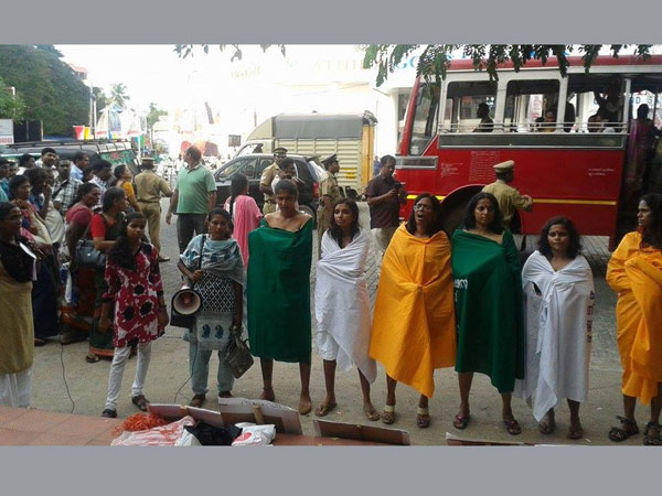 Semi clad women protest against rape