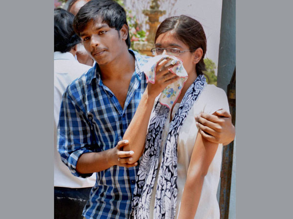 Friends of Gampala Aishwariya, one of the students died