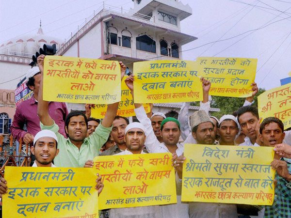 Muslims holding a demonstration protest for the safe return