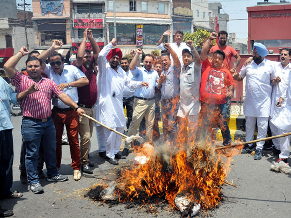 Youth Congress workers burn effigies