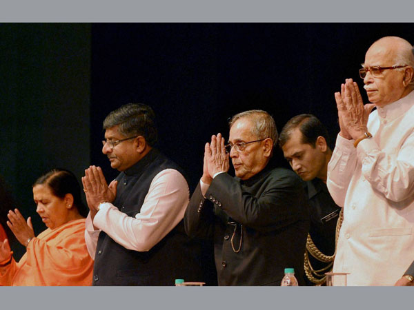 President Pranab Mukherjee, senior BJP leader L K Advani