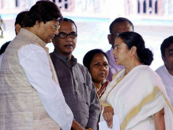 TMC MP Tapas Pal with Mamata Banerjee.