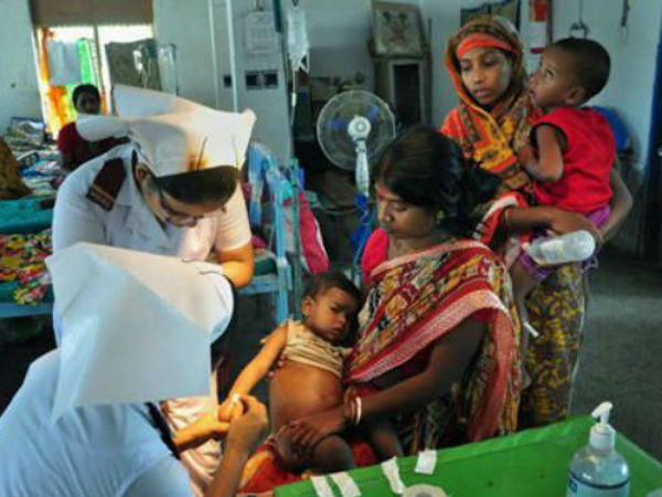 Children being treated at Medical College and Hospital in Malda, West Bengal. (PTI photo)
