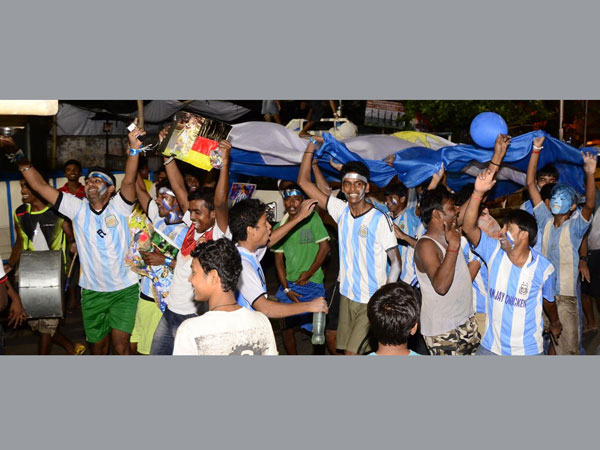 Football fans celebrate in Kolkata