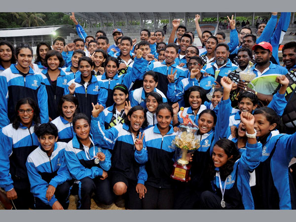 Jubilant Karnataka team players after being adjudged