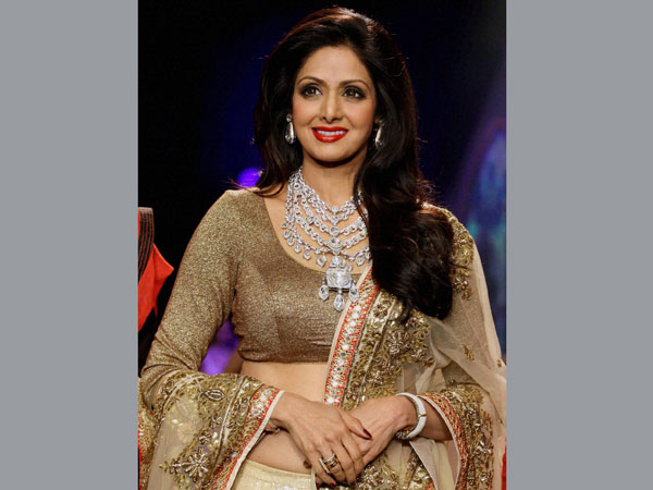 Bollywood actor Sridevi displays a jewellery