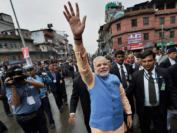 PM Modi on the streets of Kathmandu